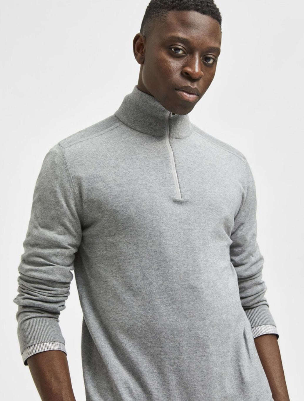 Selected Homme - Berg Zip Knit - Light Grey