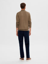 Selected Homme - Knitted Long-Sleeved Polo Shirt - Tan