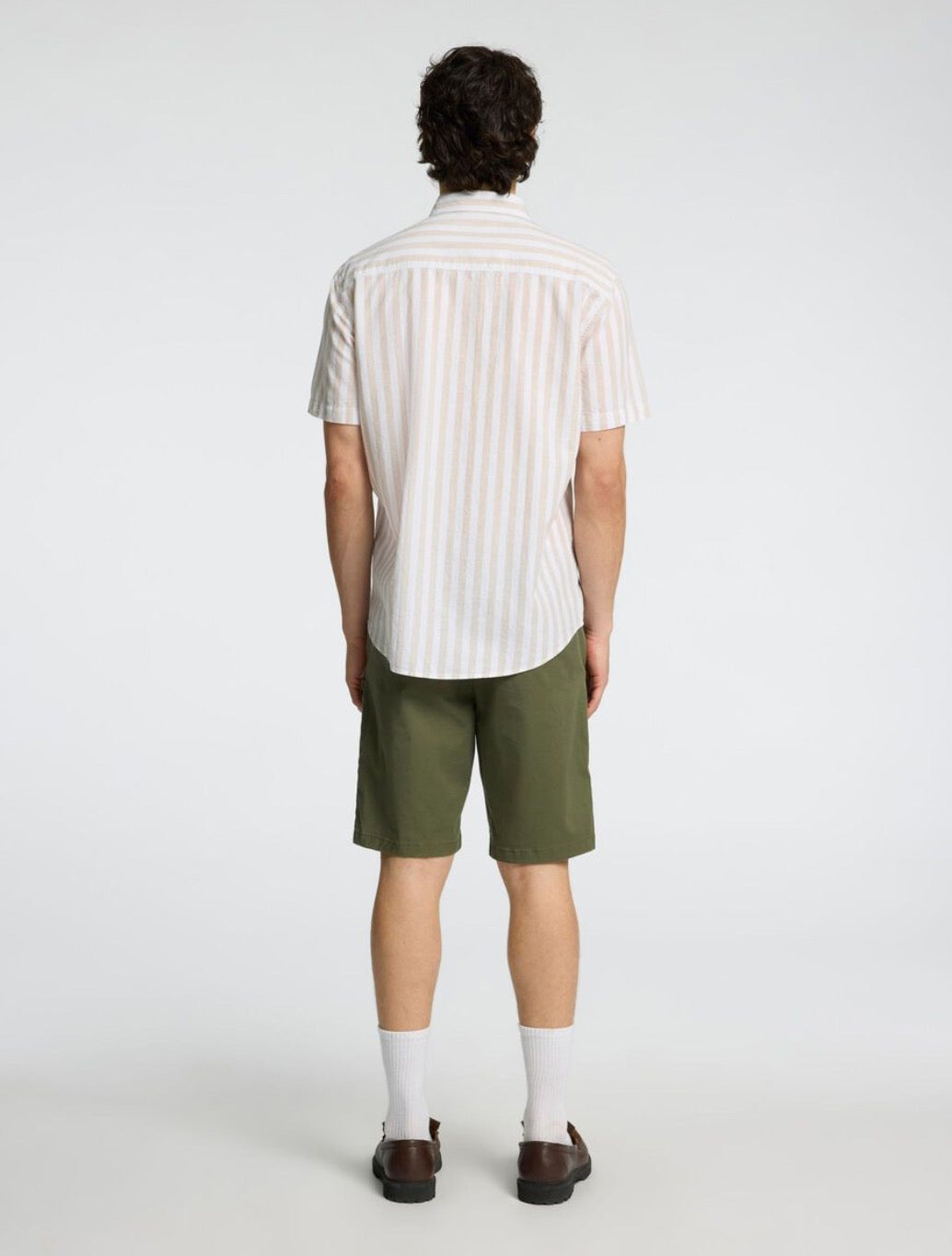 Selected Homme - Classic Short Sleeved Shirt - Beige Stripe