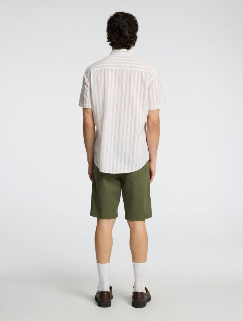 Selected Homme - Classic Short Sleeved Shirt - Beige Stripe