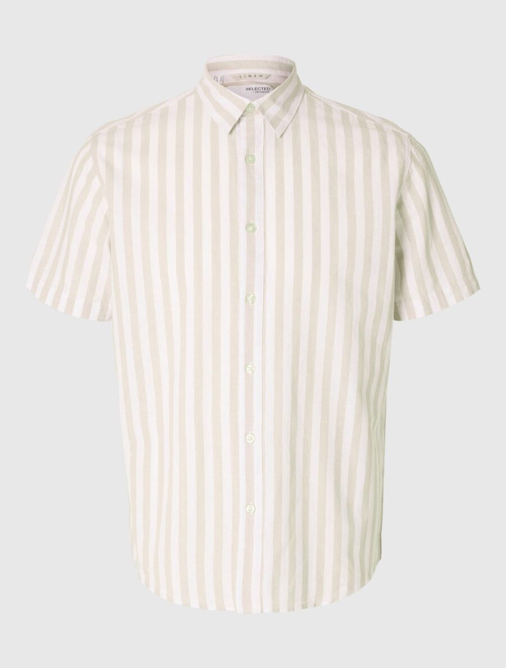 Selected Homme - Classic Short Sleeved Shirt - Beige Stripe