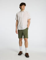 Selected Homme - Classic Short Sleeved Shirt - Beige Stripe