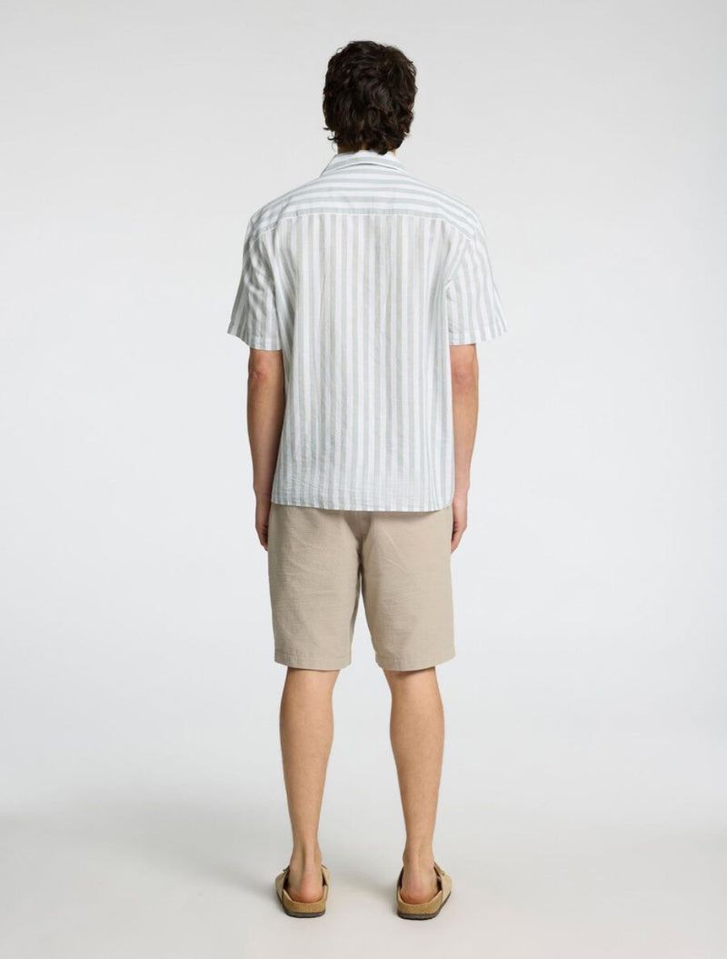 Selected Homme - Classic Short Sleeved Shirt - Light Green Stripe