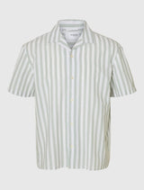 Selected Homme - Classic Short Sleeved Shirt - Light Green Stripe