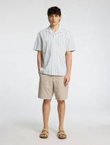 Selected Homme - Classic Short Sleeved Shirt - Light Green Stripe