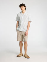 Selected Homme - Classic Short Sleeved Shirt - Light Green Stripe