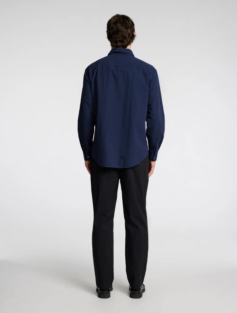 Selected Homme - Derek Seersucker Long Sleeved Shirt - Navy