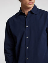 Selected Homme - Derek Seersucker Long Sleeved Shirt - Navy