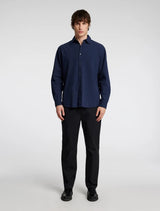 Selected Homme - Derek Seersucker Long Sleeved Shirt - Navy