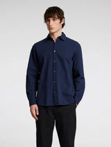 Selected Homme - Derek Seersucker Long Sleeved Shirt - Navy