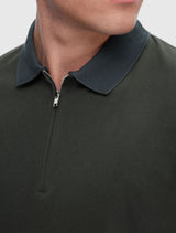 Selected Homme - Zipper Polo Shirt - Dark Green