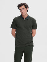 Selected Homme - Zipper Polo Shirt - Dark Green