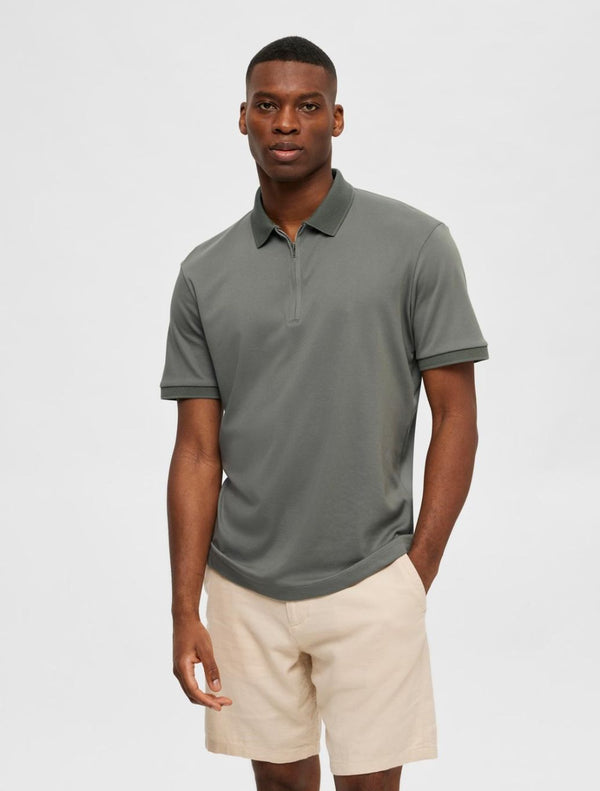 Selected Homme - Zipper Polo Shirt - Light Green