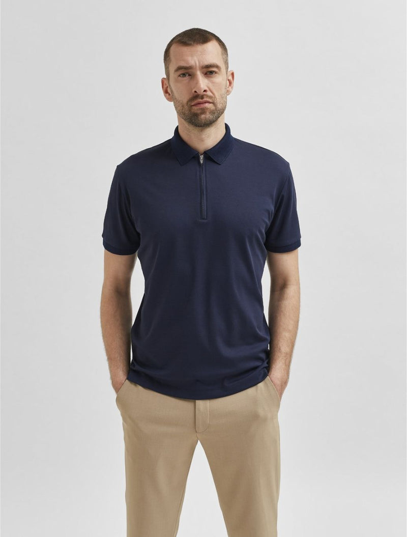 Selected Homme - Zipper Polo Shirt - Navy
