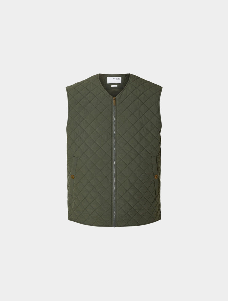 Selected Homme - Marc Quilted Gilet - Dark Green