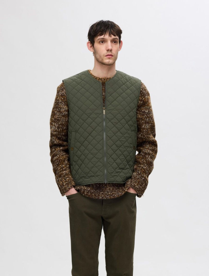 Selected Homme - Marc Quilted Gilet - Dark Green