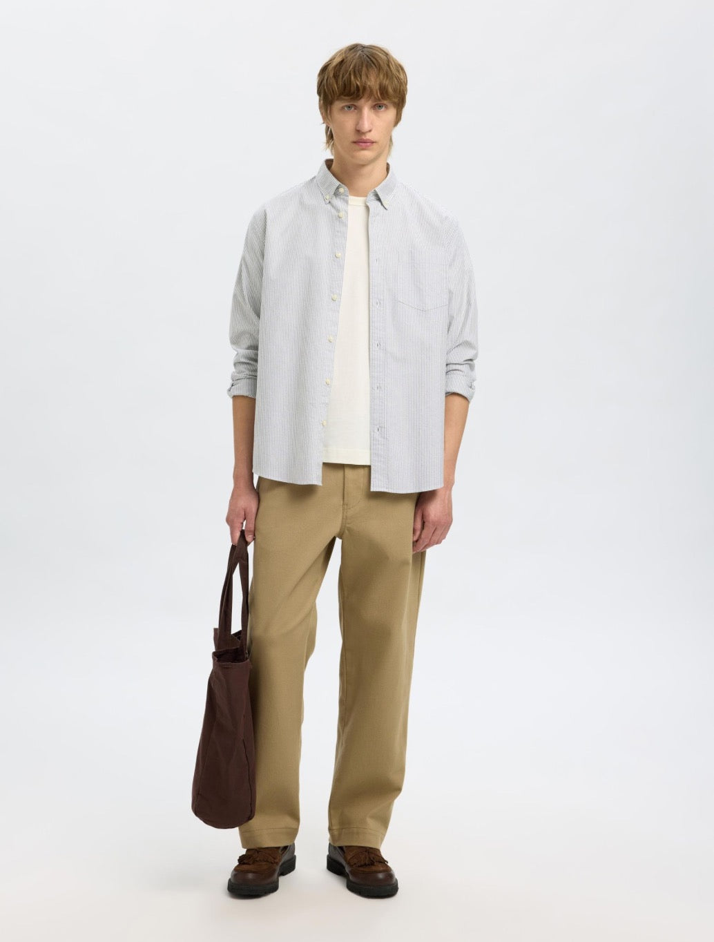 Selected Homme - Rick Oxford Shirt - Khaki Striped