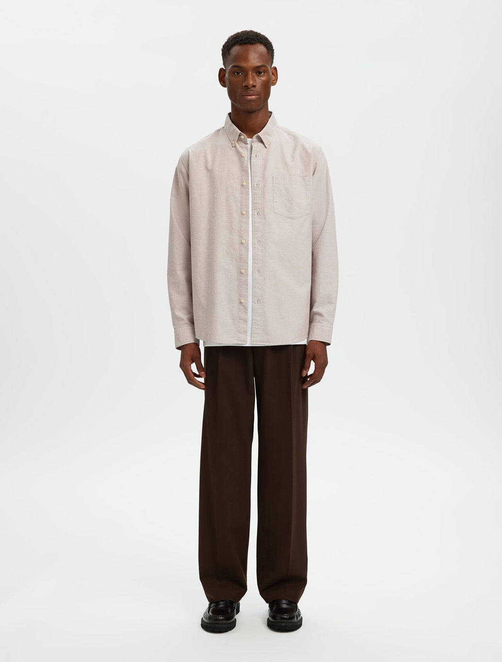 Selected - Rick Oxford Shirt - Light Beige