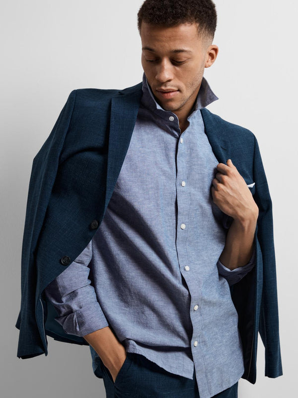 Selected Homme - Slim Linen Shirt - Denim Blue