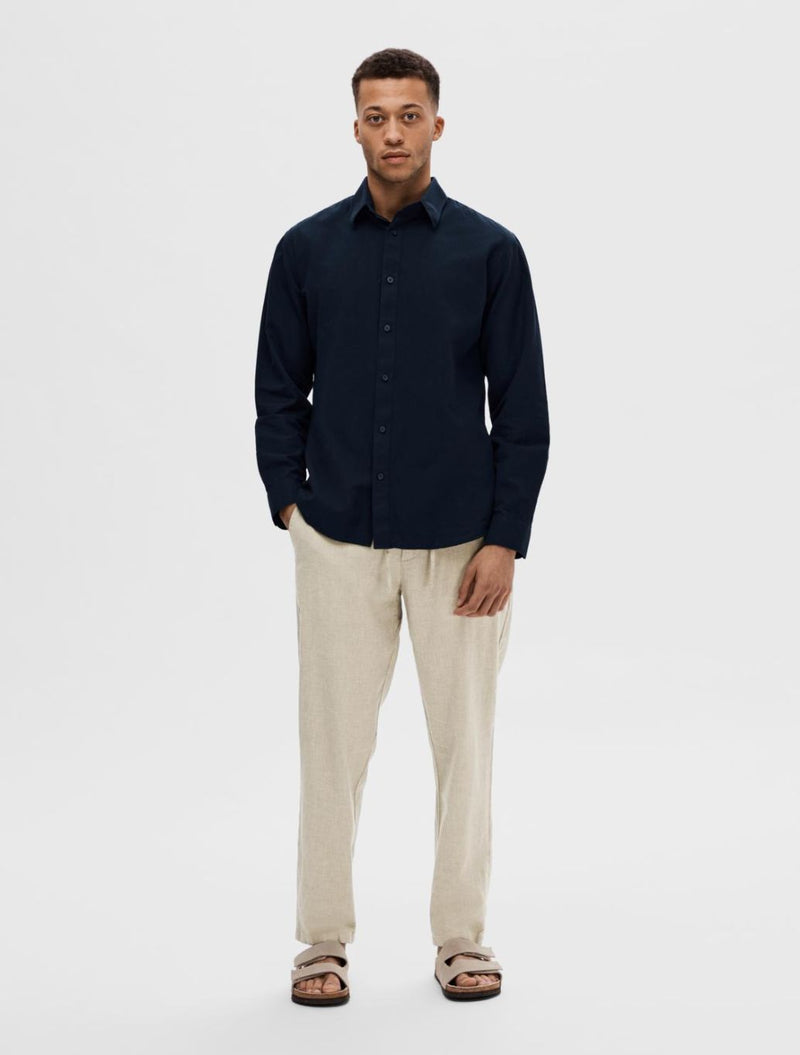 Selected Homme - Slim Linen Shirt - Navy