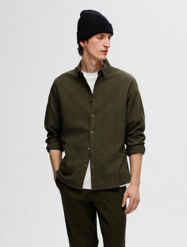 Selected Homme - Slim Owen Flannel Shirt - Dark Green