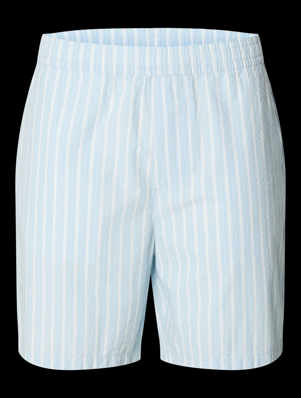 Selected Stuart Seersucker Shorts in Blue Stripe