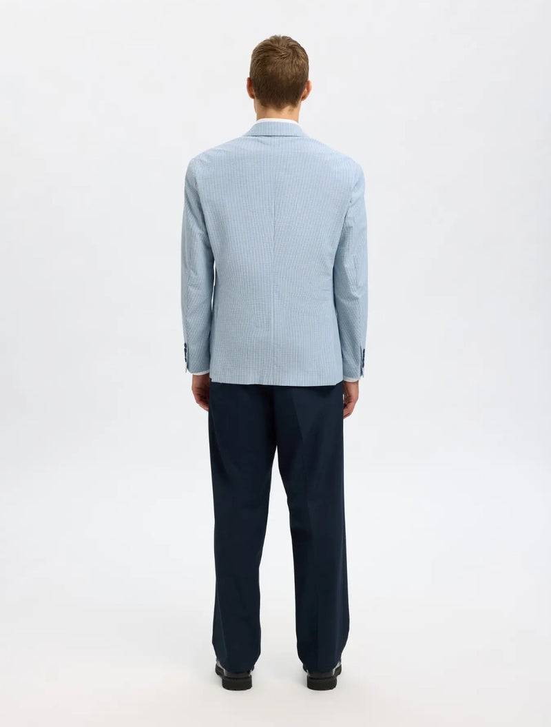 Selected Homme - Yale Seersucker Regular-Fit Blazer - Light Blue Stripe