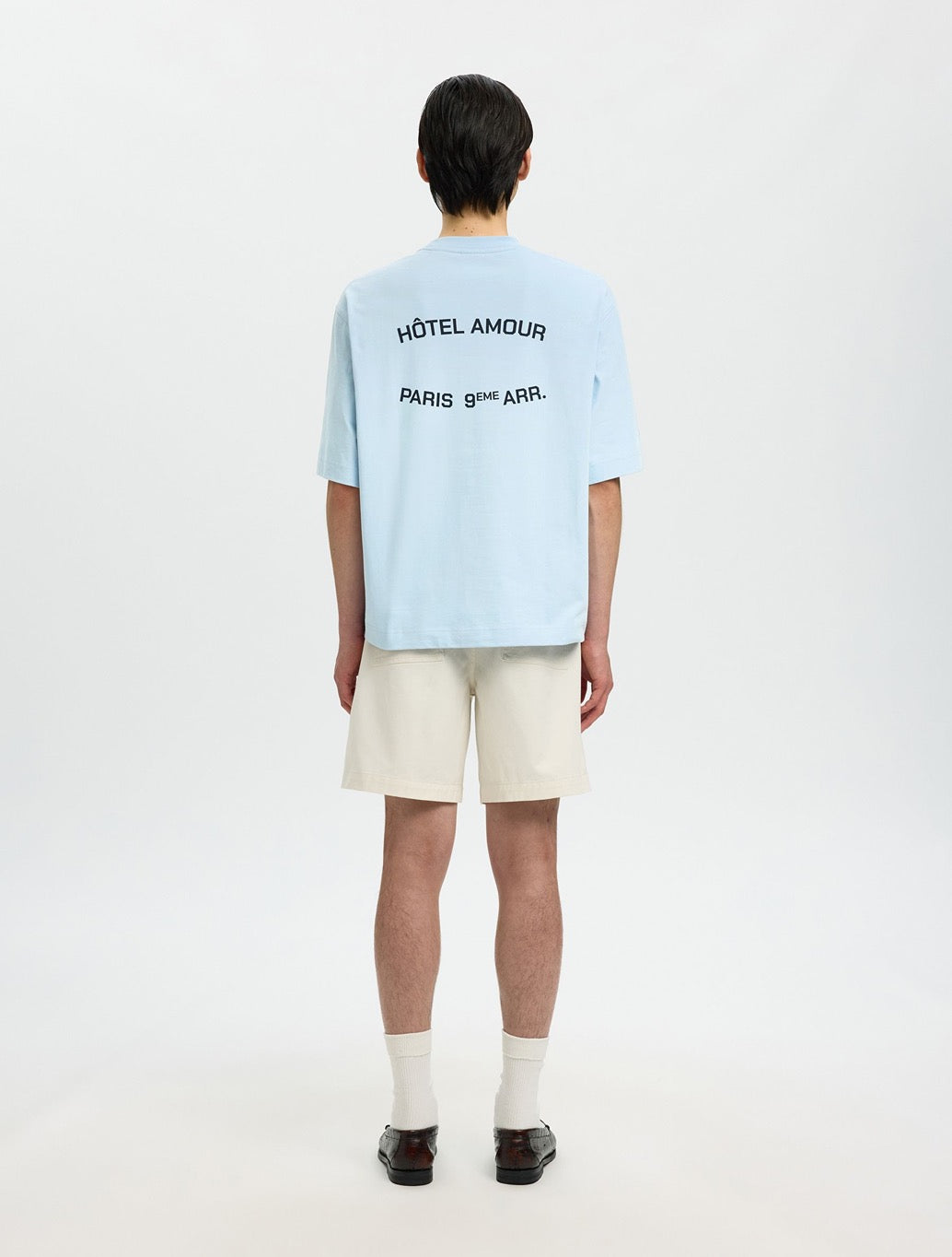 Selected Liam Boxy Fit T-Shirt in Light Blue
