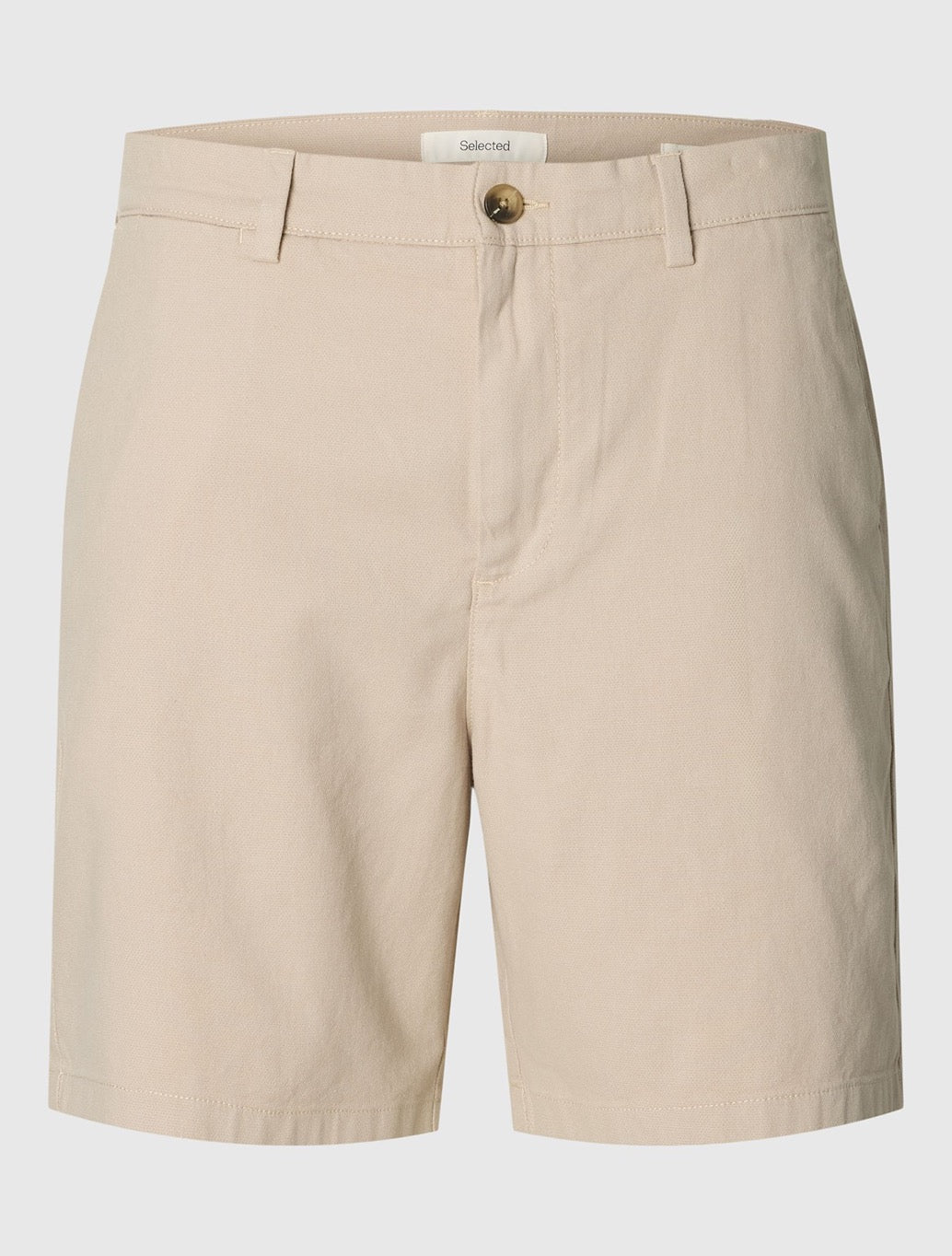 Selected Luton Cotton Flex Shorts in Beige