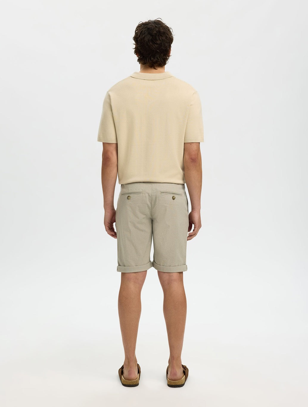 Selected Luton Cotton Flex Shorts in Light Khaki