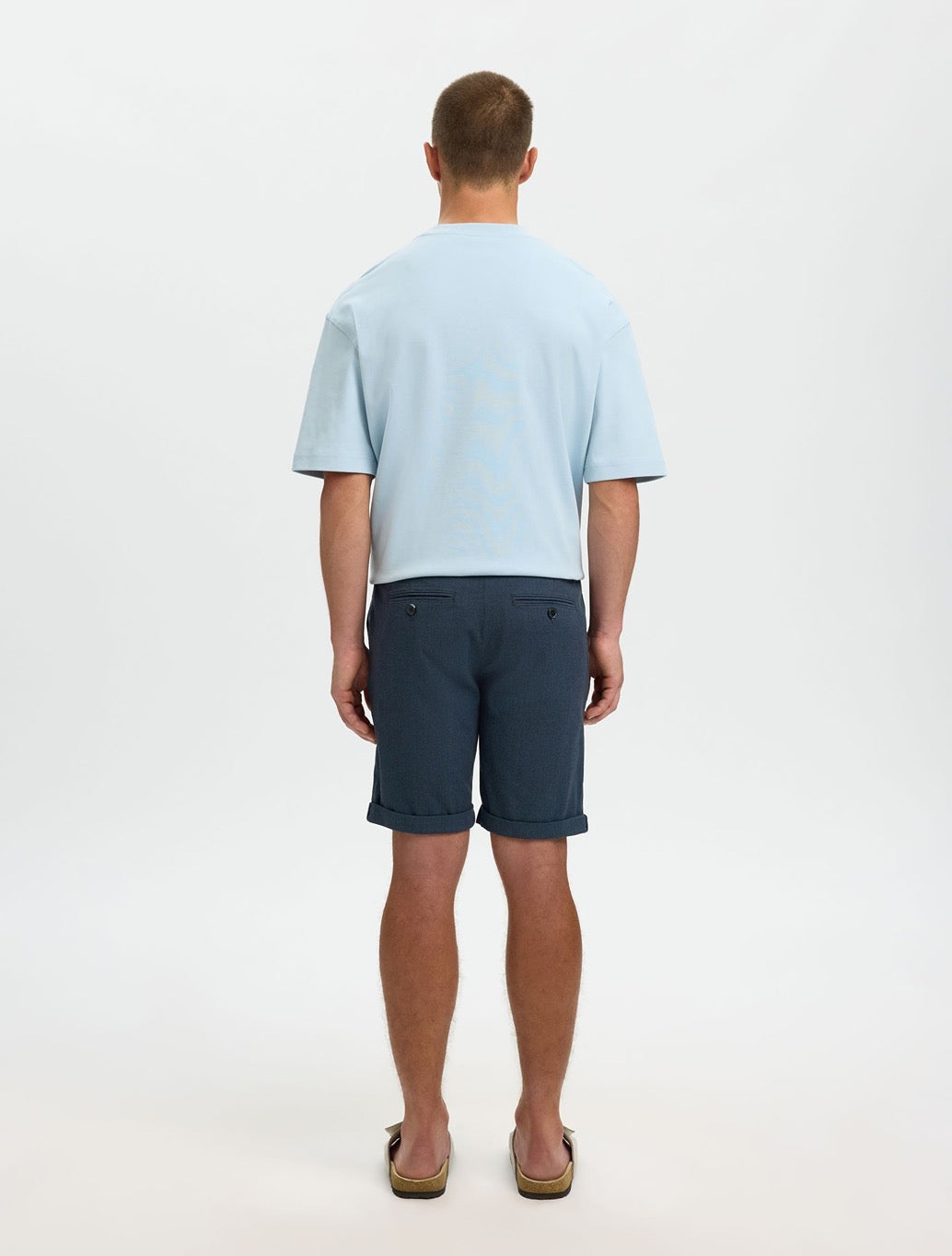 Selected Luton Cotton Flex Shorts in Navy