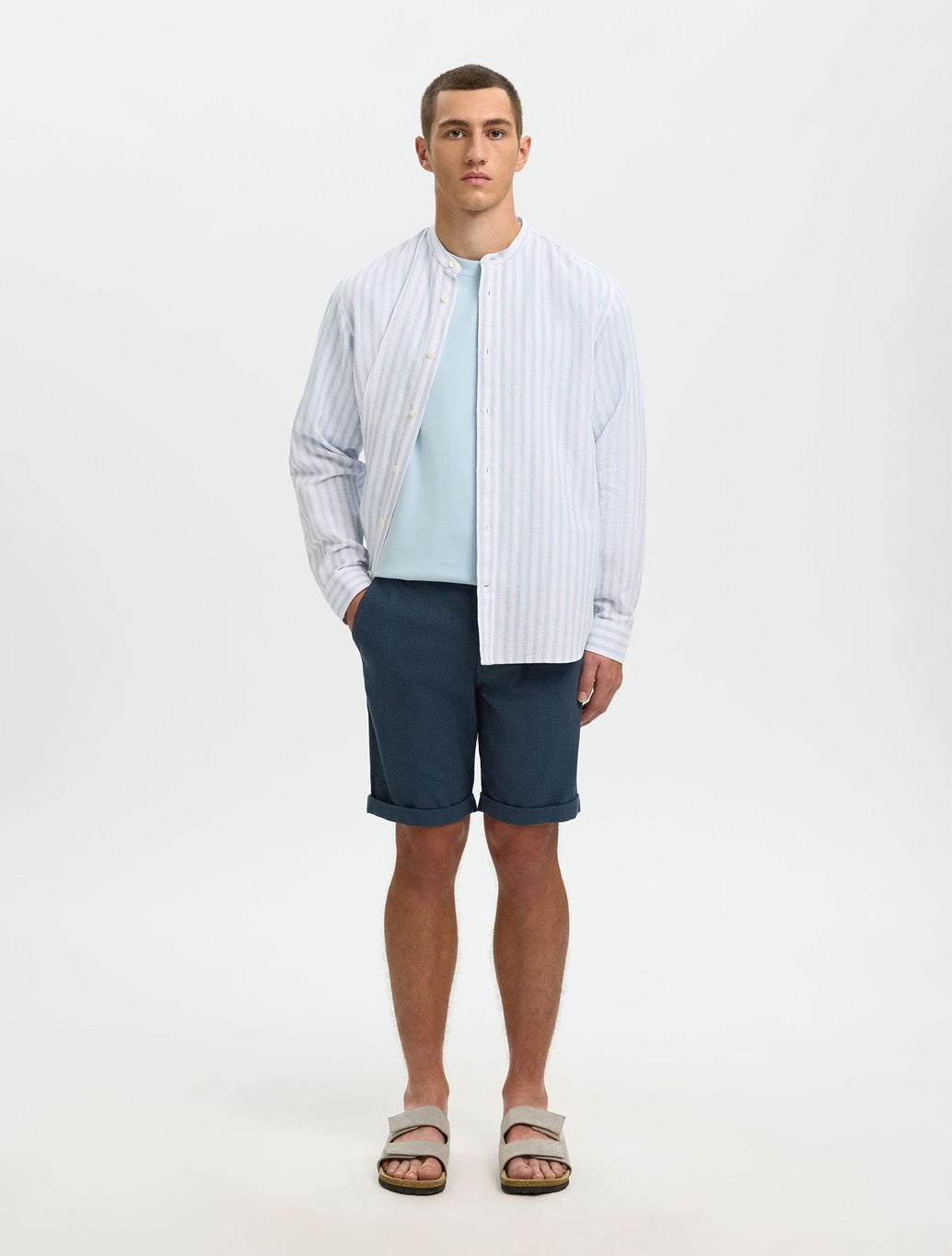 Selected Luton Cotton Flex Shorts in Navy