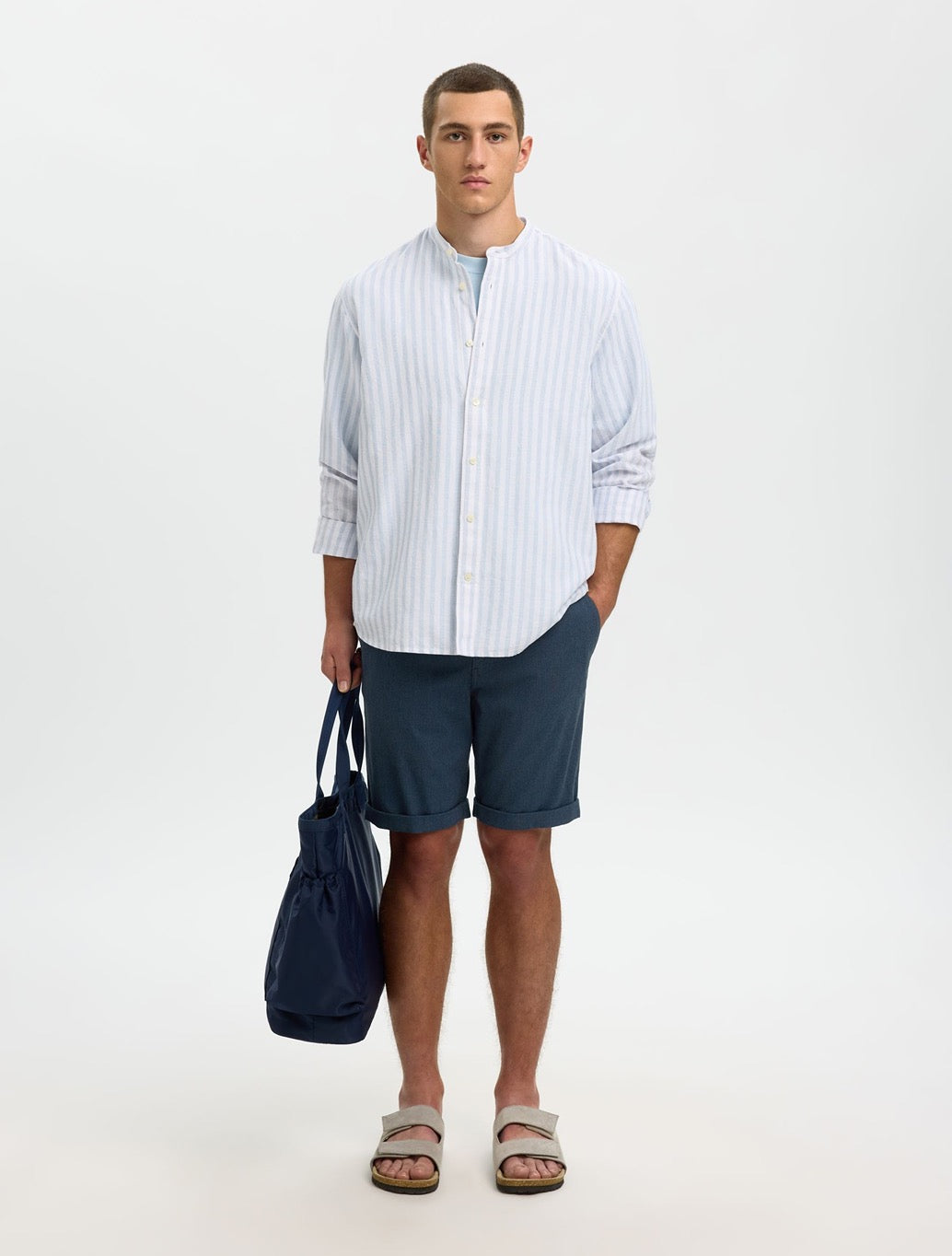 Selected Luton Cotton Flex Shorts in Navy