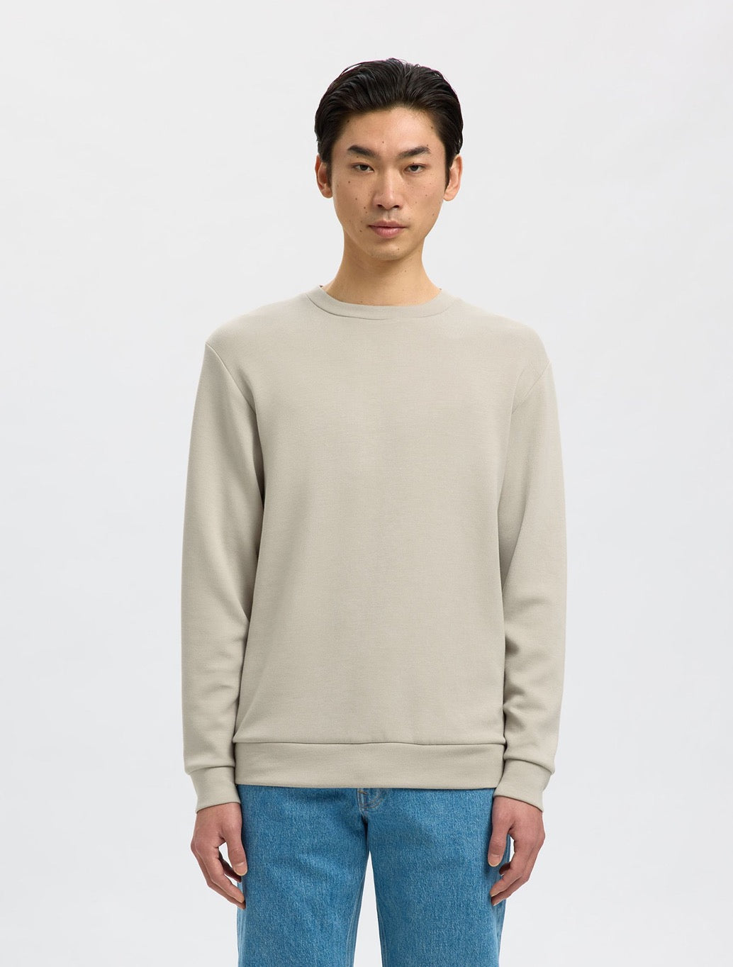 Selected Manuel Viscose Blend Sweatshirt in Sand