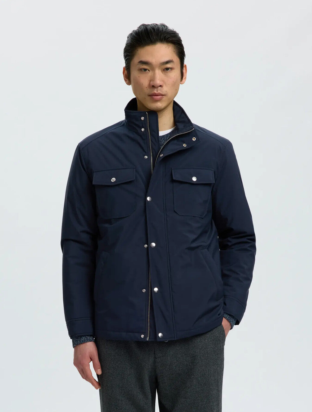 Selected Mattis Padded Jacket in Sky Captain