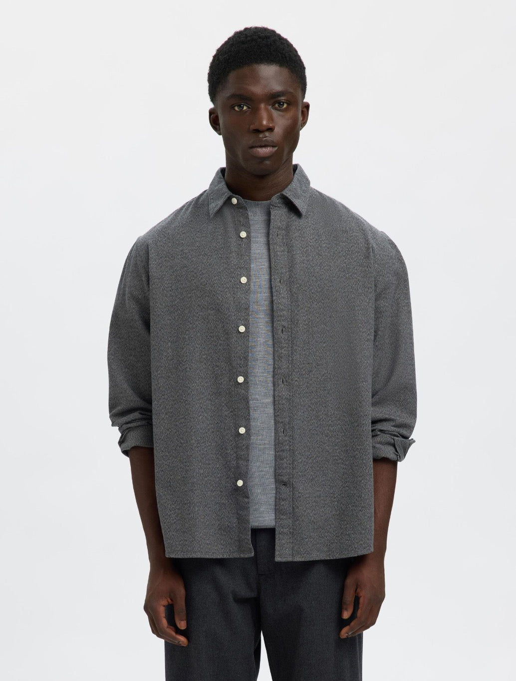 Selected - Noah Brushed Shirt - Black