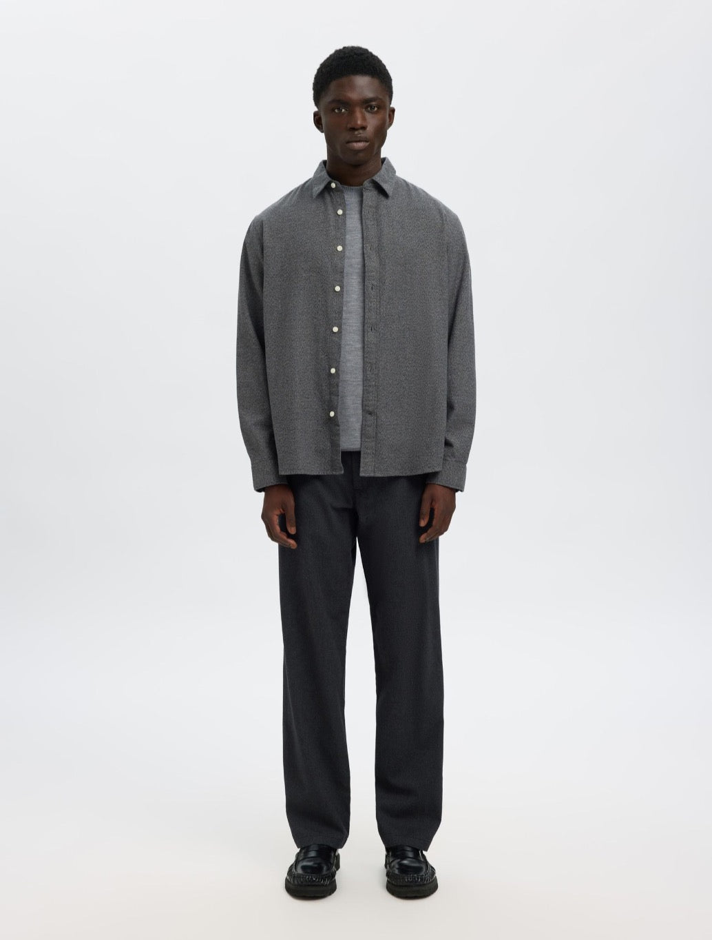 Selected - Noah Brushed Shirt - Black