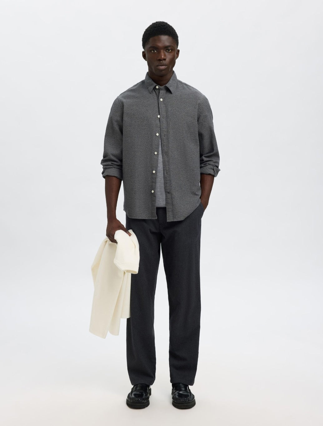 Selected - Noah Brushed Shirt - Black