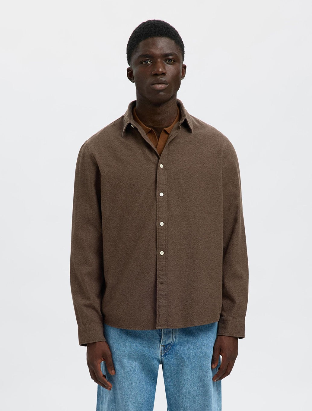 Selected - Noah Brushed Shirt - Brown