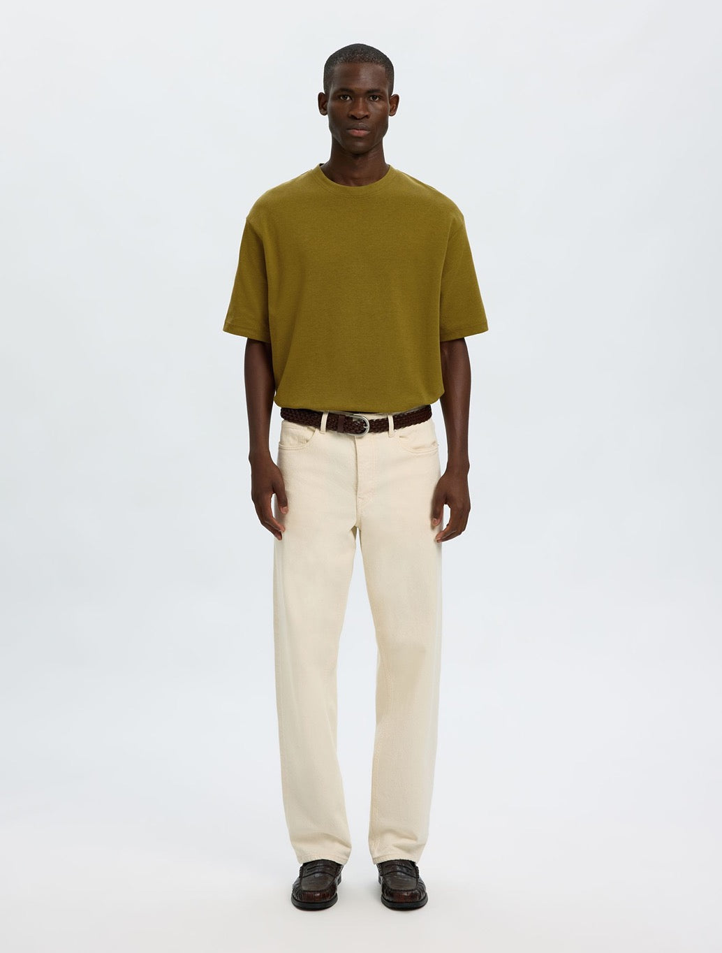 Selected Oscar Loose Fit T-Shirt in Green