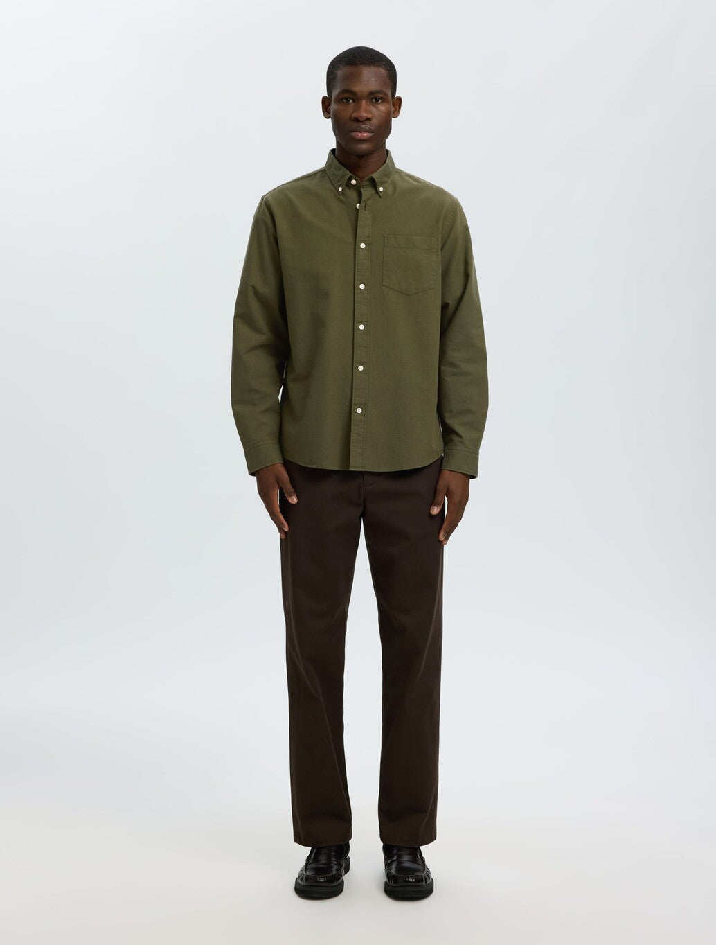 Selected Rick Oxford Shirt in Dark Green