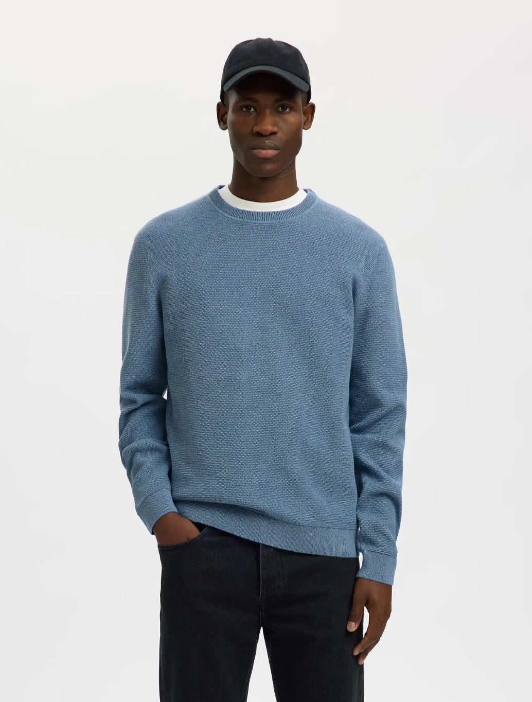 Selected - Ross Crew Knit Jumper - Light Blue