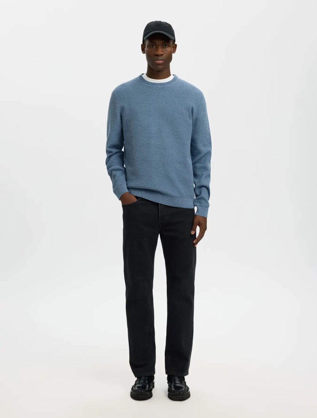 Selected - Ross Crew Knit Jumper - Light Blue