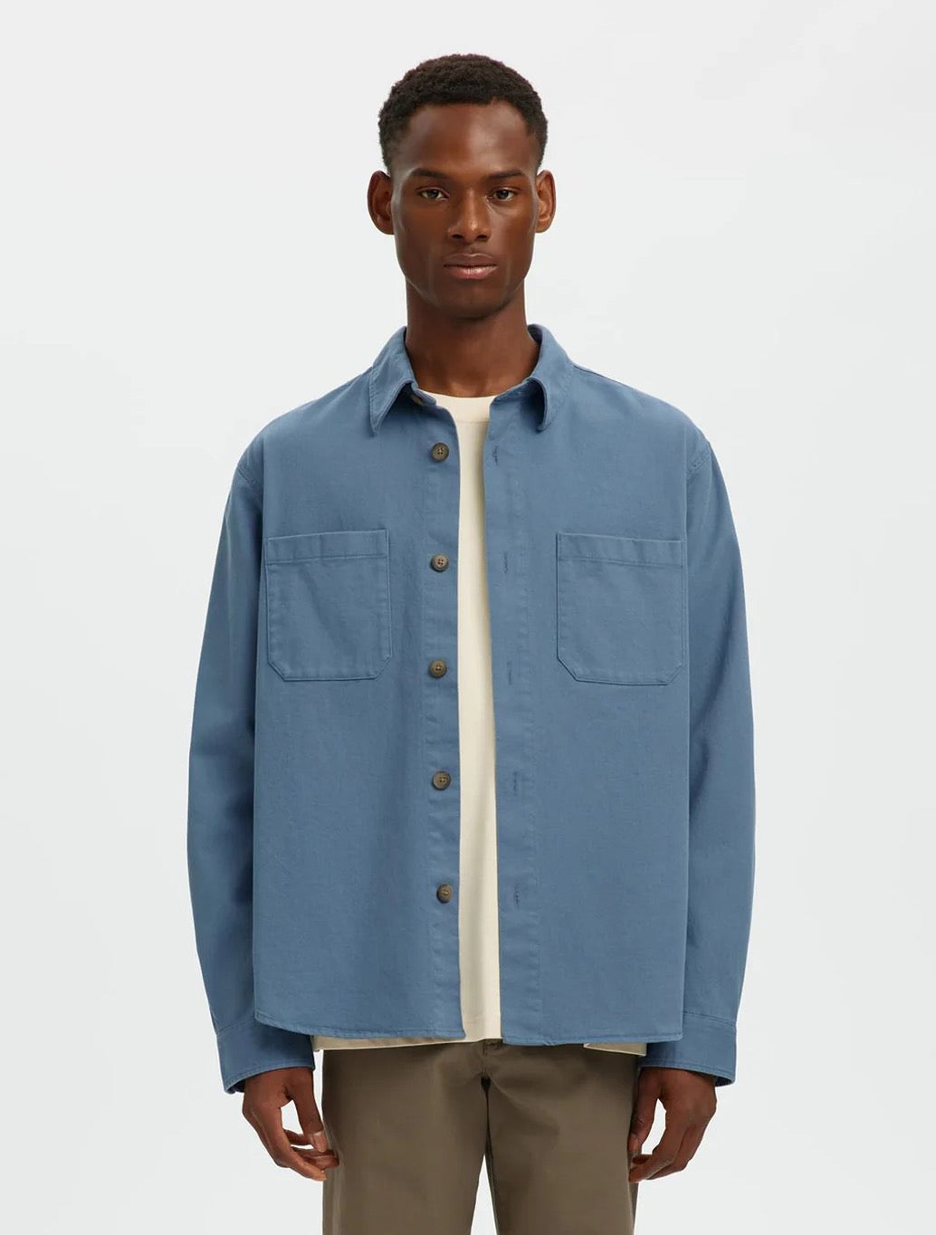 Selected - Travis Twill Overshirt - Denim Blue