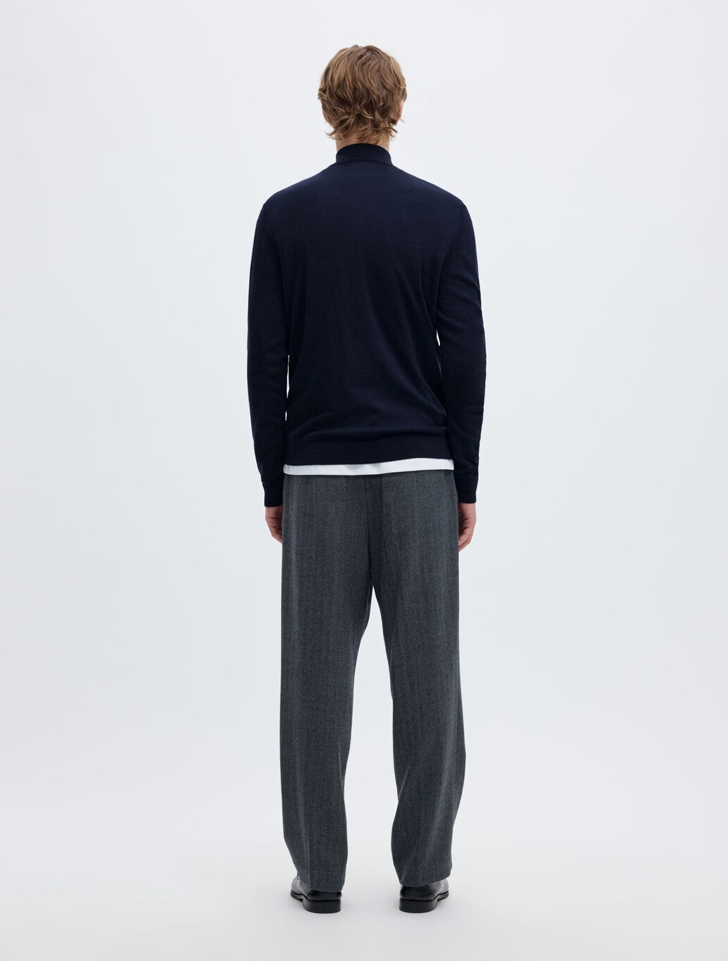 Selected Tray Merino Wool Half-Zip Jumper in Navy