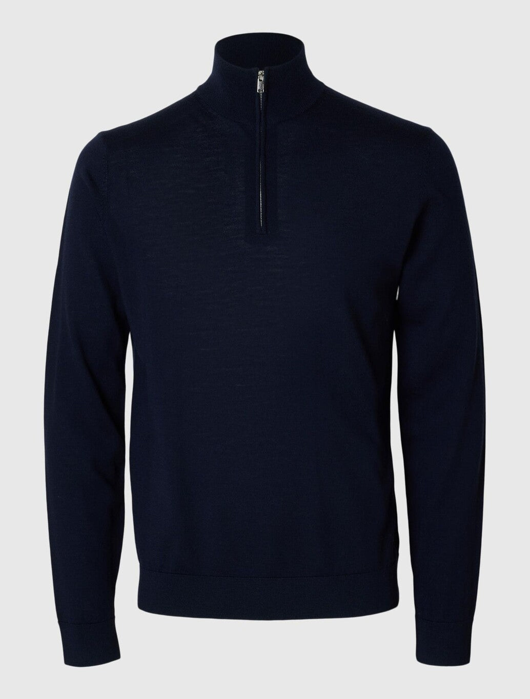 Selected Tray Merino Wool Half-Zip Jumper in Navy