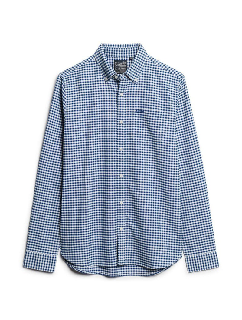 Superdry - Organic Cotton Long Sleeve Oxford Shirt - Blue Check