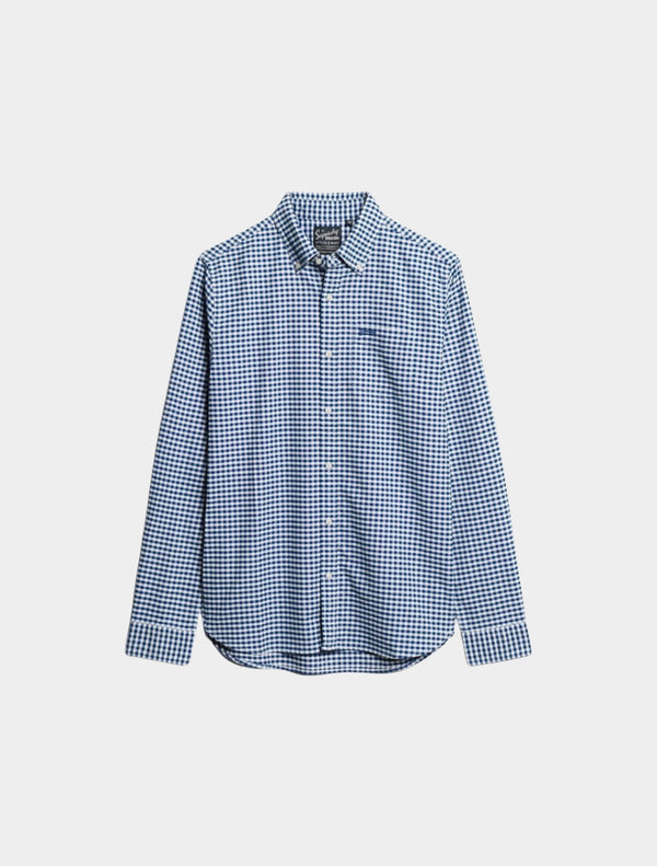 Superdry - Organic Cotton Long Sleeve Oxford Shirt - Blue Check