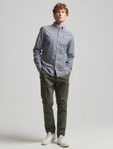 Superdry - Organic Cotton Long Sleeve Oxford Shirt - Navy Check