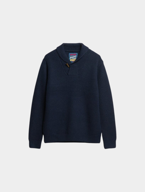 Superdry - Merchant Shawl Neck Jumper - Navy